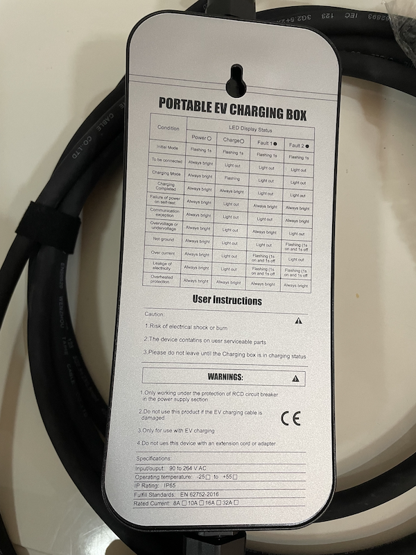 3.5KW 16A Type 1 Portable EV Charger-2